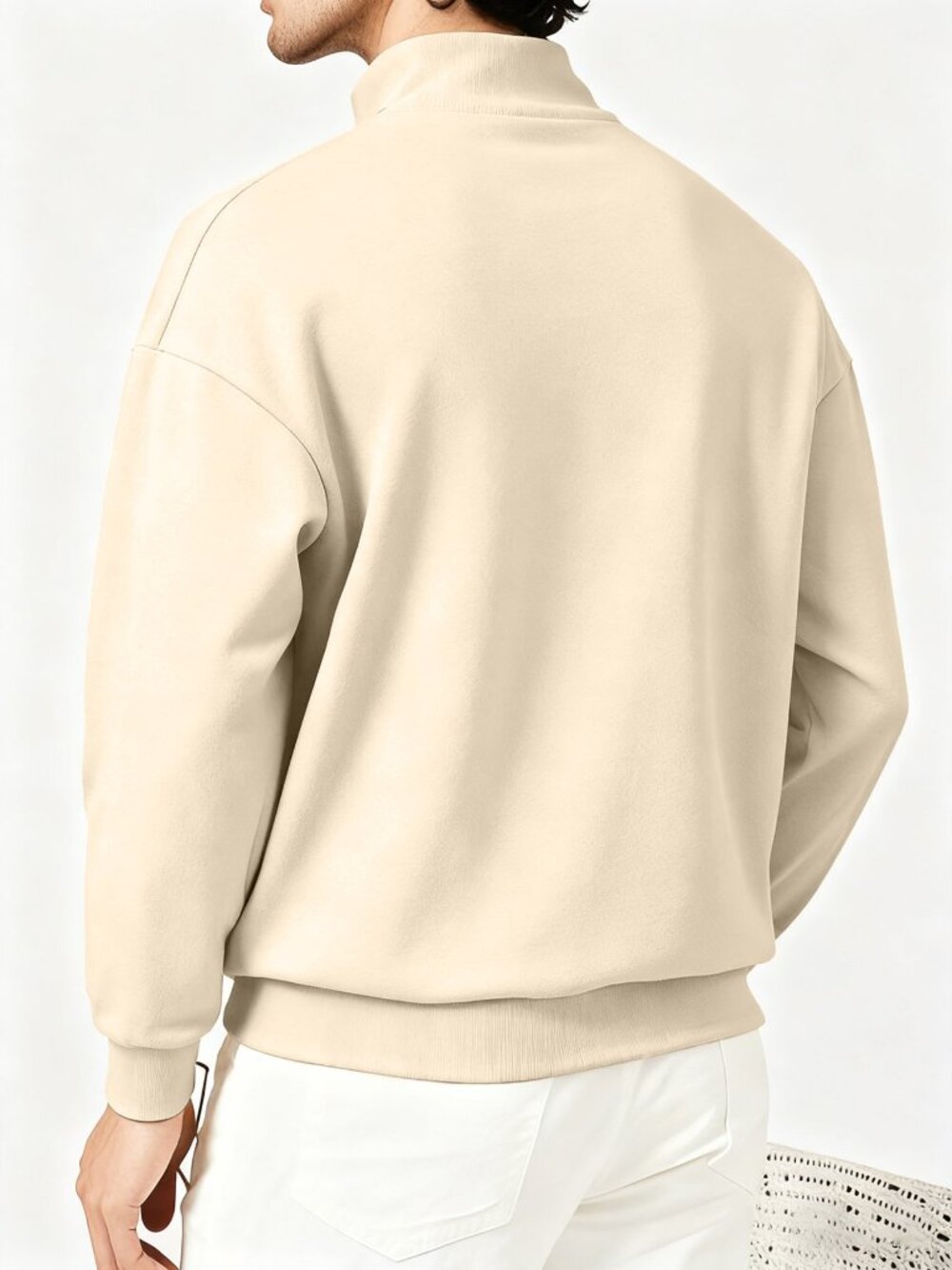 Apricot Casual Men's Drop Shoulder Graphic Zip-Up Hooded Sweatshirt - Picture 2 of 9